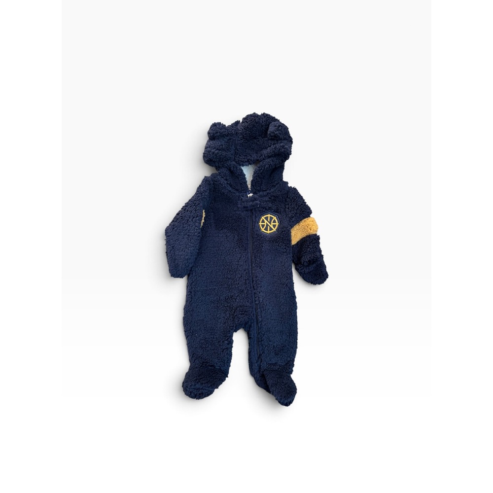 NBA New Orleans Pelicans Navy Blue Sherpa Fleece Hooded Pram Suit 3-6M NWT